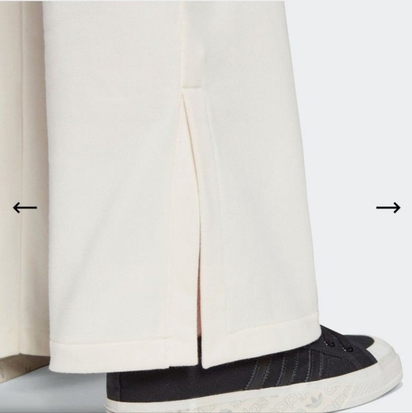 NWT 《 Adidas 》chalk white bling sweatpants y2k flare rhinestone slit hem XL - Picture 3 of 13